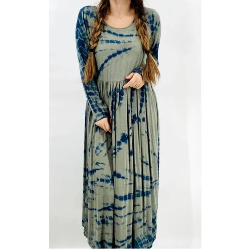 Anthropologie Dolan Long Sleeve‎ Tie Dye Maxi Viscose Dress Ultra Soft